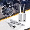 image14 mm x 15 Wheel Spike Lug Nuts 4 x Silver M14x15 Lug Nut ConeConical Bulge Seat Dynofit Silver Closed End Nuts for Chevy Silverado Aftermarket Wheel
