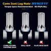 imageDYNOFIT 14mmx15 Wheel Lug Nuts 32x Black M14x15 Lug NutConicalCone Bulge Seat Closed End Long Extended XL Spline with 1 Socket Key Fits 8 Lug Aftermarket WheelsSilver