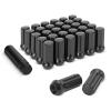 imageDYNOFIT 14mmx15 Wheel Lug Nuts 32x Black M14x15 Lug NutConicalCone Bulge Seat Closed End Long Extended XL Spline with 1 Socket Key Fits 8 Lug Aftermarket WheelsBlack