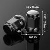 imageDynofit 1220 Black Wheel Lug Nuts 16pcs 12x20 Hex 60 Degree Steel Conical tire Lugnuts for Aftermarket EZGO and Club Car Golf Carts