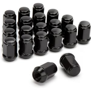 image1220 Black Wheel Lug Nuts Dynofit 20pcs 12x20 Hex 60 Degree Steel Conical Lugnuts for Aftermarket Tuner Durango Journey Viper XJ KJ KK CJ Commander XK ZJ WJ WK Liberty TJ JK Explorer Ezgo Club Car