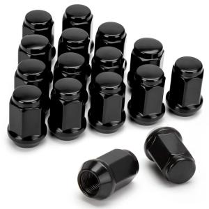 imageDynofit 1220 Black Wheel Lug Nuts 16pcs 12x20 Hex 60 Degree Steel Conical tire Lugnuts for Aftermarket EZGO and Club Car Golf Carts