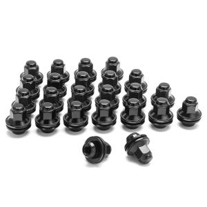 imageDynofit 14x15 Wheel Lug Nuts Compatible with Toyota LexusOEM Mag Washer for Tacoma 4Runner Land Cruiser Sequoia LX600OnePiece Design 21mm Hex Lug NutsReplace OE 90942A100701121 24PCS Black