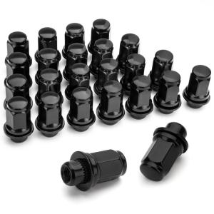 imageDynofit M12x15 Lug Nuts Compatible with Toyota Tacoma 4 Runner FJ Cruiser Lexus GX460 GX4701316 21mm Hex 187 Inch OEM Wheel Lug Nuts 24x Black 12mmx15 Mag Seat Fit for Factory Wheels