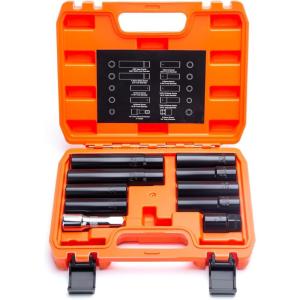 imagedynofit Spline Lug Nuts Socket Set 10Pcs with 12quot Drive Impact Square End for Spline ampamp Hex Spike Wheel Lock Removal  Fits 5671012 Point Tunner Lug Nuts