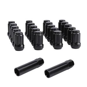 imagedynofit m12x15 Wheel Lug Nuts Black 20pcs2socket Key 12mmx15 Spline Lugnuts Aftermarket Tuner Bundle