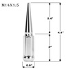 image:imageDynofit 24Pcs M14x15 Wheel Spike Lug Nuts Chrome with 10Pcs Spline Lug Nuts Socket Set