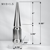 image:imageDYNOFIT 12mmx15 Wheel Spike Lug Nuts 4 x M12x15 Lug Nut 335 inch Tall Closed End Nuts Compatible with Acura Honda Chevy Hyundai Toyota Lexus MitsubishiChrome Pack of 2Silver
